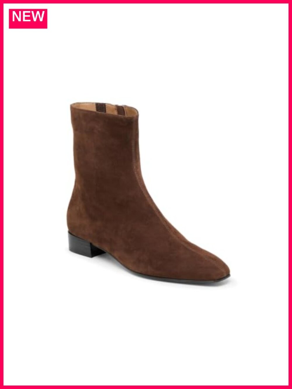 Women's Chunky Low Heel Square Toe Faux Suede Ankle Boots Side Zipper